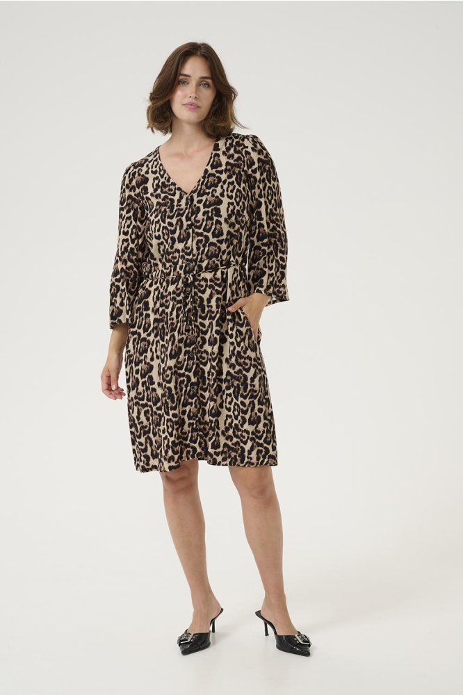 KAPEDRA SHORT DRESS 10509622 NATUREL LEOPARD PRINT